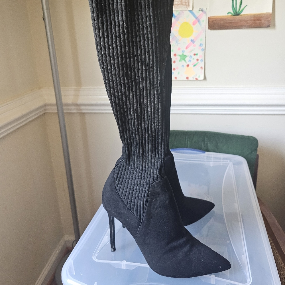 Zara black knee high boots size 8